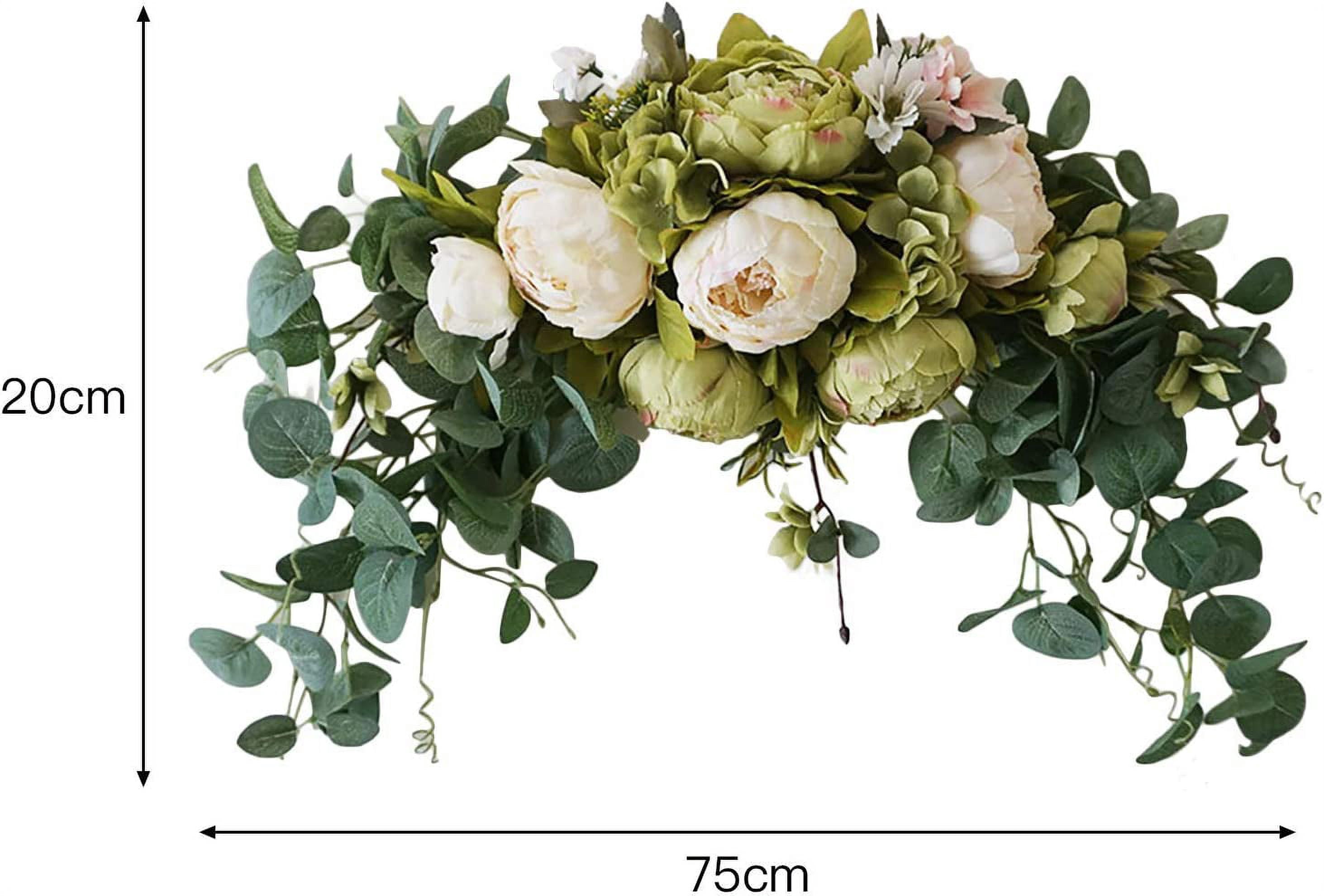 HAOSHICS Artificial Floral Peony Swag Fake Silk Flowers Swag Colorful Mixed Spring Floral Swag with Rose for Wedding Arch Table Centrepiece Hanging Home Mirror Wall Decor (Rose Red)
