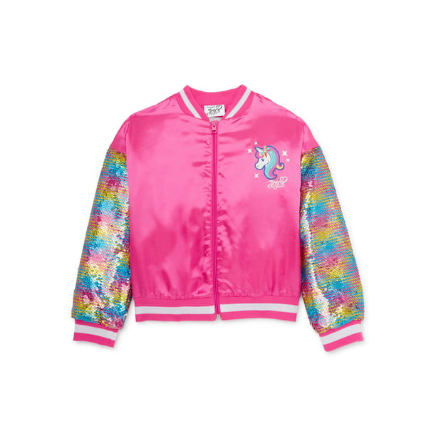 Jojo Siwa Girls 4-16 Bomber Jacket with Flip Sequin Sleeves - Walmart.com