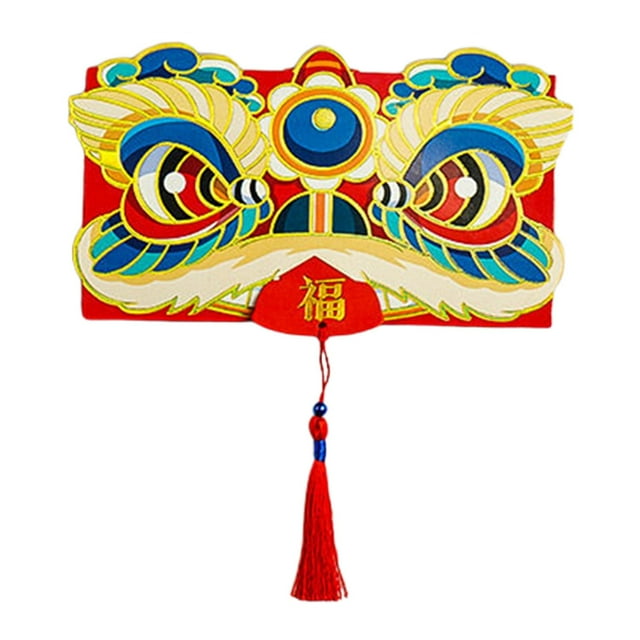 Sobres rojos Sunnimix Sobres plegables en forma de león rojo/tigre con 6 ranuras para tarjetas soporte para dinero