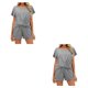 thumbnail image 1 of Qarigey 2 unids/set de camiseta para mujer, pantalones cortos, deportes, Fitness, traje para niñas, fiesta de vacaciones en la playa, traje Gris L 2Conjunto, 1 of 6