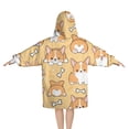 thumbnail image 2 of Corgi Dog and Footprints Blanket Hoodies for Kids 6-13YR Oversize Wearable Blanket Hoodies for Boys Girls Teens, 2 of 7