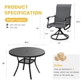 thumbnail image 5 of Vicllax 5-Piece Outdoor Patio Dining Set Metal Swivel Chairs & Round Steel Table with Umbrella Hole, 5 of 10