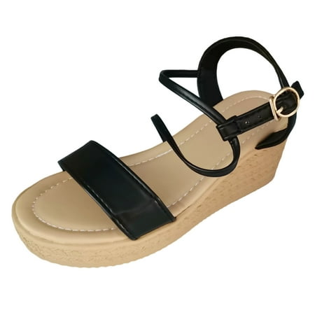 

Womens Open Toe Espadrilles Dressy Platform Sandals on Elastic Ankle Strap Wedges Sandals 2024