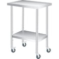 thumbnail image 2 of Royalbelle Table de Préparation en Acier Inoxydable 18x24 avec Tablette Inférieure et 4 Roulettes, 2 of 6