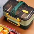 thumbnail image 2 of Destyer Box Lunch Stainless Steel Bento Portable Insulation Outdoors Case Utensils Three-Layer Office Style Compartment Green, 2 of 6