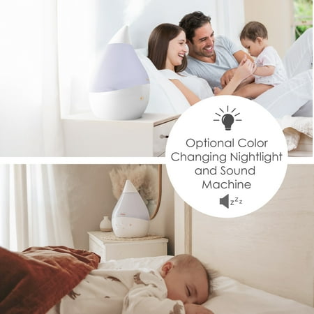 CRANE - 1 Gal. Drop Cool Mist Humidifier with Sound Machine - White