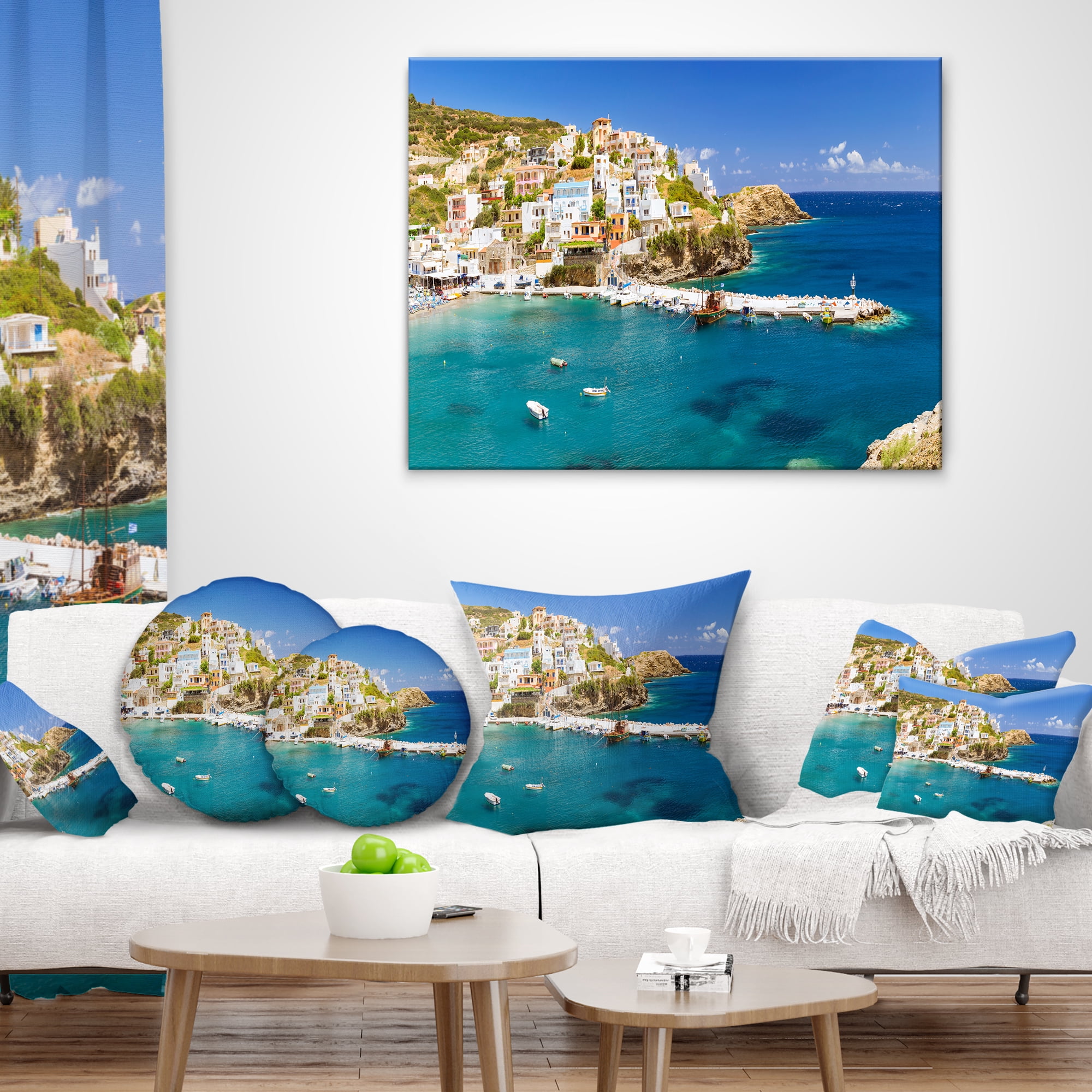 Designart 12" x 20" Blue Polyester Throw Pillow
