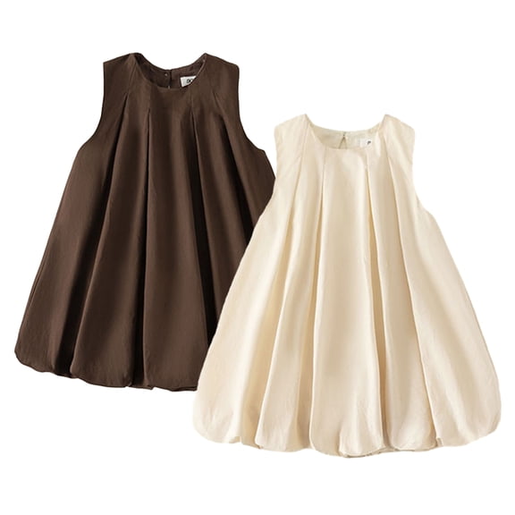 KYAIGUO Little Girls Solid Color Cotton Dress for Baby Toddler Summer Sleeveless Casual Sundress A-Line Skirt 1-8T