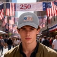 thumbnail image 4 of Yindaity Fourth Of July Hats 250 Anniversary USA Hat,Patriotic Commemorative Hats for Men or Women，Embroidered Independence Day Baseball Cap with Bald Eagle,Grey, 4 of 5