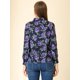 thumbnail image 5 of Camisa de oficina Allegra K de manga larga con blusa formal informal estampada para mujer Morado Floral XS, 5 of 6