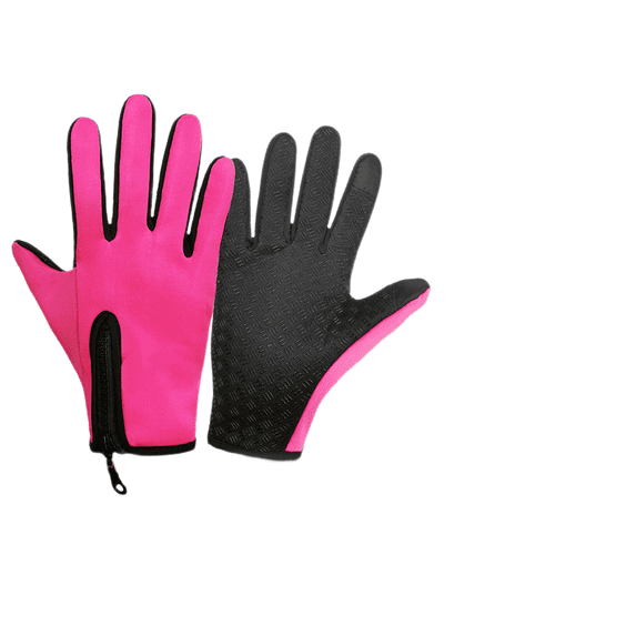 Winter Outdoor Waterproof Touch Screen Gloves Men's Mountaineering Cycling Skiing Fleece Windproof Women's Warm Full Finger Gloves Pink XL