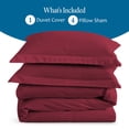 thumbnail image 4 of 1000 TC 100% Egyptian Cotton Premium 5PCs Duvet set ( 1- Duvet Cover + 4 - Pillow Shams ) Zipper Closur Ultra Soft Durable and Fade Resistant Color Burgundy Stripe size King, 4 of 5