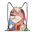 thumbnail image 1 of Xecao Gnomes Books Tea Cups Pattern Sports Drawstring Backpack - String Swim Gym Bag with Wet Proof Pocket for Women&Men-Medium, 1 of 6