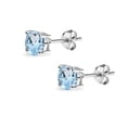 thumbnail image 2 of Blue Topaz 5mm Round-Cut Solitaire Sterling Silver Stud Earrings, 2 of 3