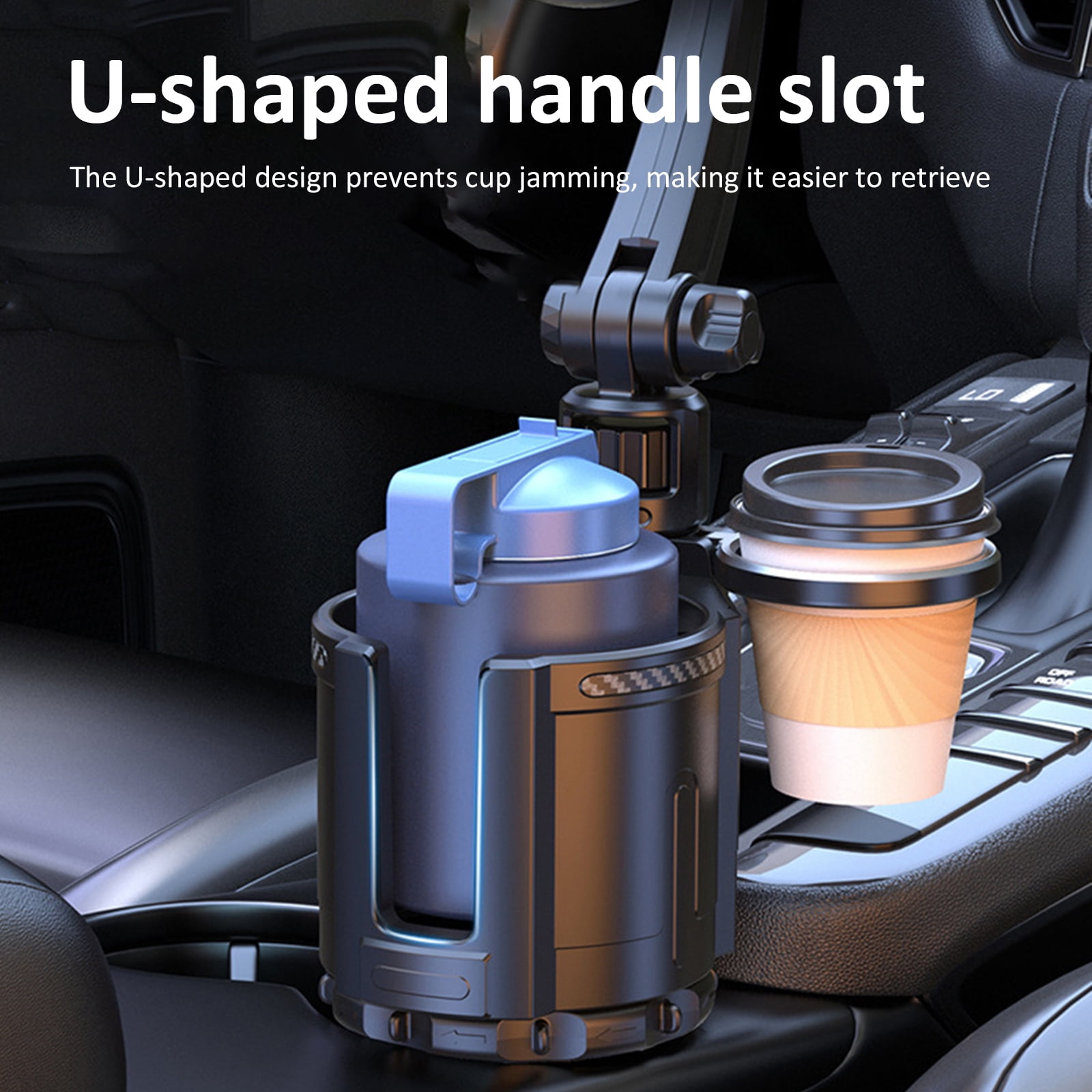 NFTIGB Expandable Base Car Cup Holder Fan with Atmosphere Light, 3 Speed Wind Universal Fit for 12V/24V Vehicles, Automotive Cooling System Accessory Small Size (9.45 inches / 24.0 cm)