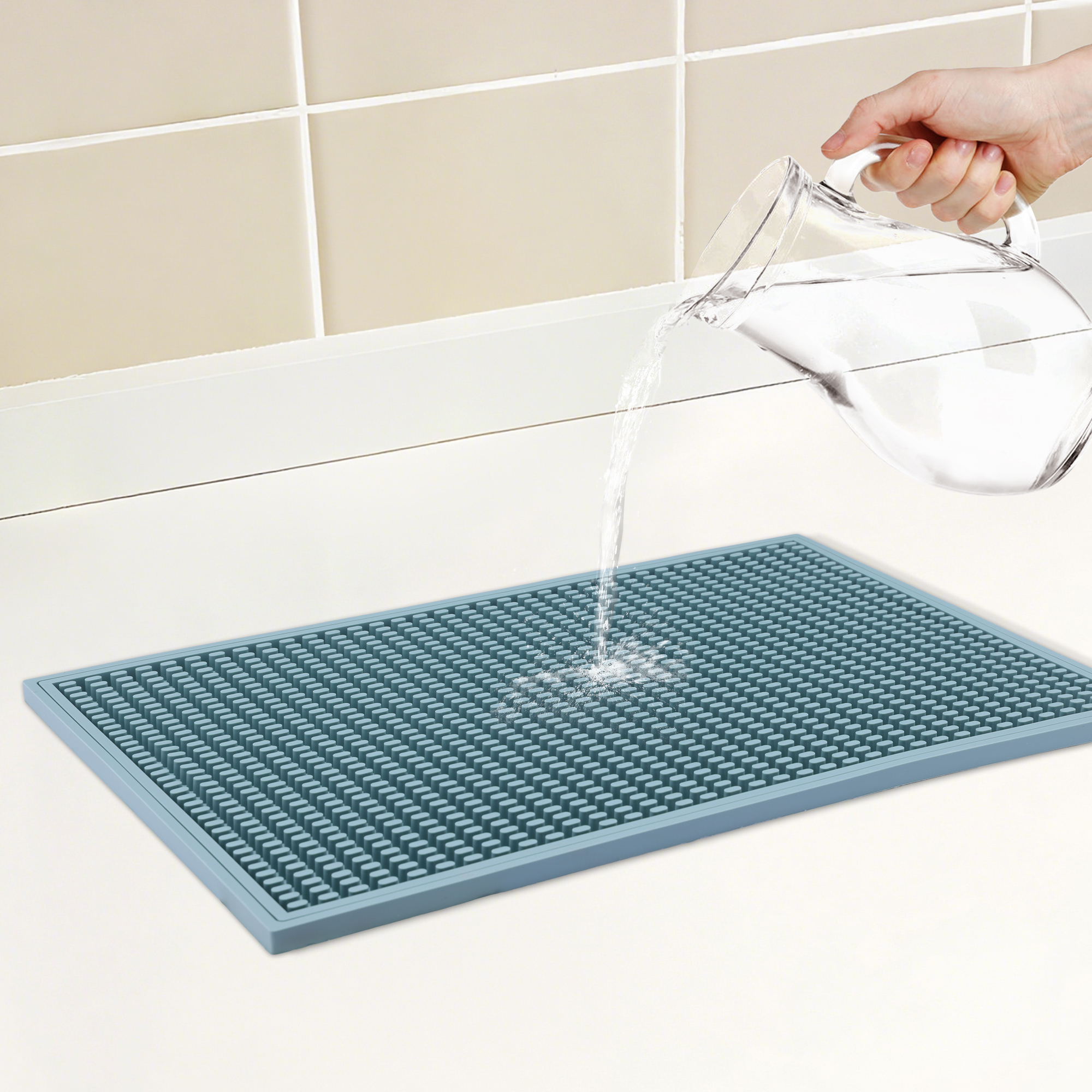 Unique Bargains Heat Resistant Silicone Mat for Kitchen Counter Green