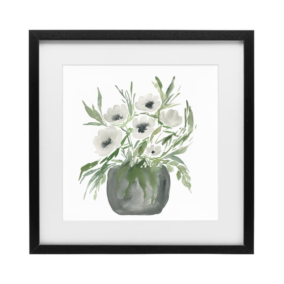 Stupell Industries Shabby Chic Soft White Anemones Black Framed Print Under Glass, 13 x 13, by Lucille Price
