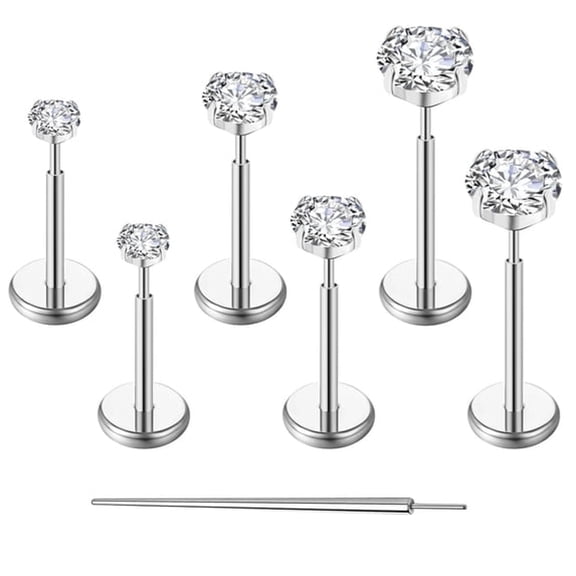 DESIGNICE 20G Flat Back Earrings Stud Titanium Threadless Tragus Labret Cartilage Lip Medusa Conch Body Piercing Jewelry Hypoallergenic for Women Men Flat Back Studs