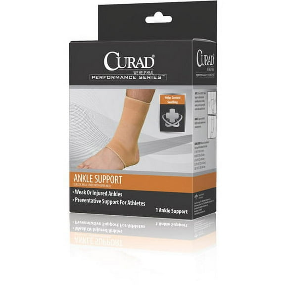 Curad Elastic Pull-Over Ankle Support with Open Heel
