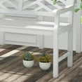 thumbnail image 4 of Demi Bonn 46" Large Outdoor Bench with Wooden Slatted Frame, Durable Garden Bench for Patio, Deck, White, 4 of 10