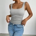 thumbnail image 5 of Women's Ribbed Tank Tops Low Cut Tank Tops Ribbed Sleeveless Summer Tank Tops for Women Thick Strap Tank Tops Yoga Athletic Running Sports Crop Tops Sport Tank Tops for Women Gray L, 5 of 8