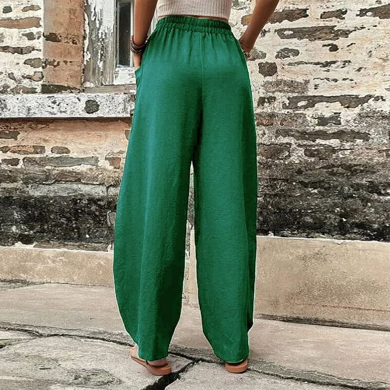 SMihono Women's Mid-waist Pocket Denim Overalls Casual Pants In Spring And  2023 Trendy Summer Autumn Holiday Leggings Yoga Stretch Pants Cargo  Trousers Army Green 10 