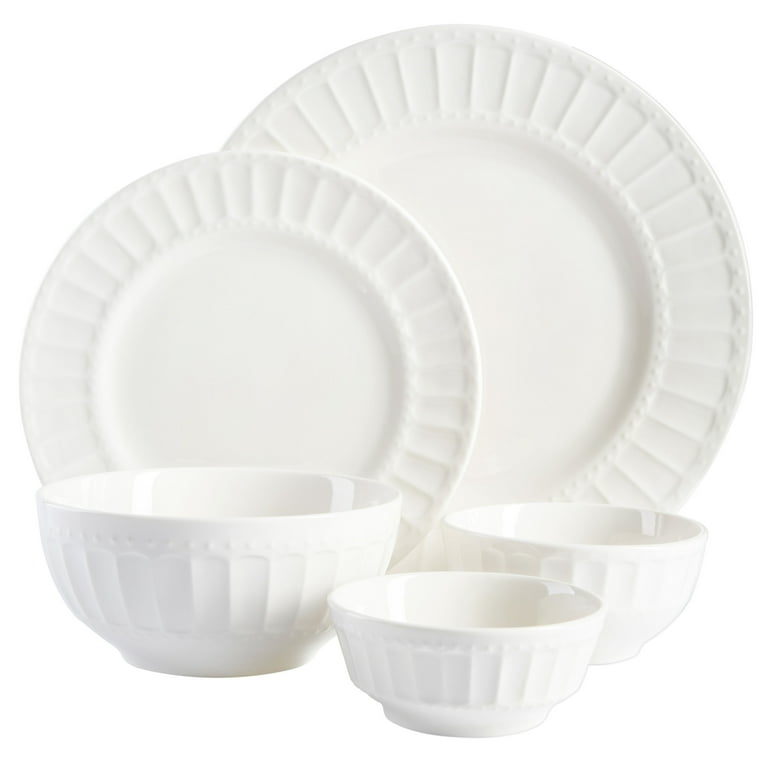 Gibson Home 40 Piece Embossed Porcelain Dinnerware Set Gracious Dining Collection Microwave and Dishwasher Safe Walmart