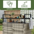 thumbnail image 5 of Uforic XL Gray Outdoor Storage Cabinet with Grill Cart, Wheels & Black Glass Table Top for Patio Kitchen, 5 of 9
