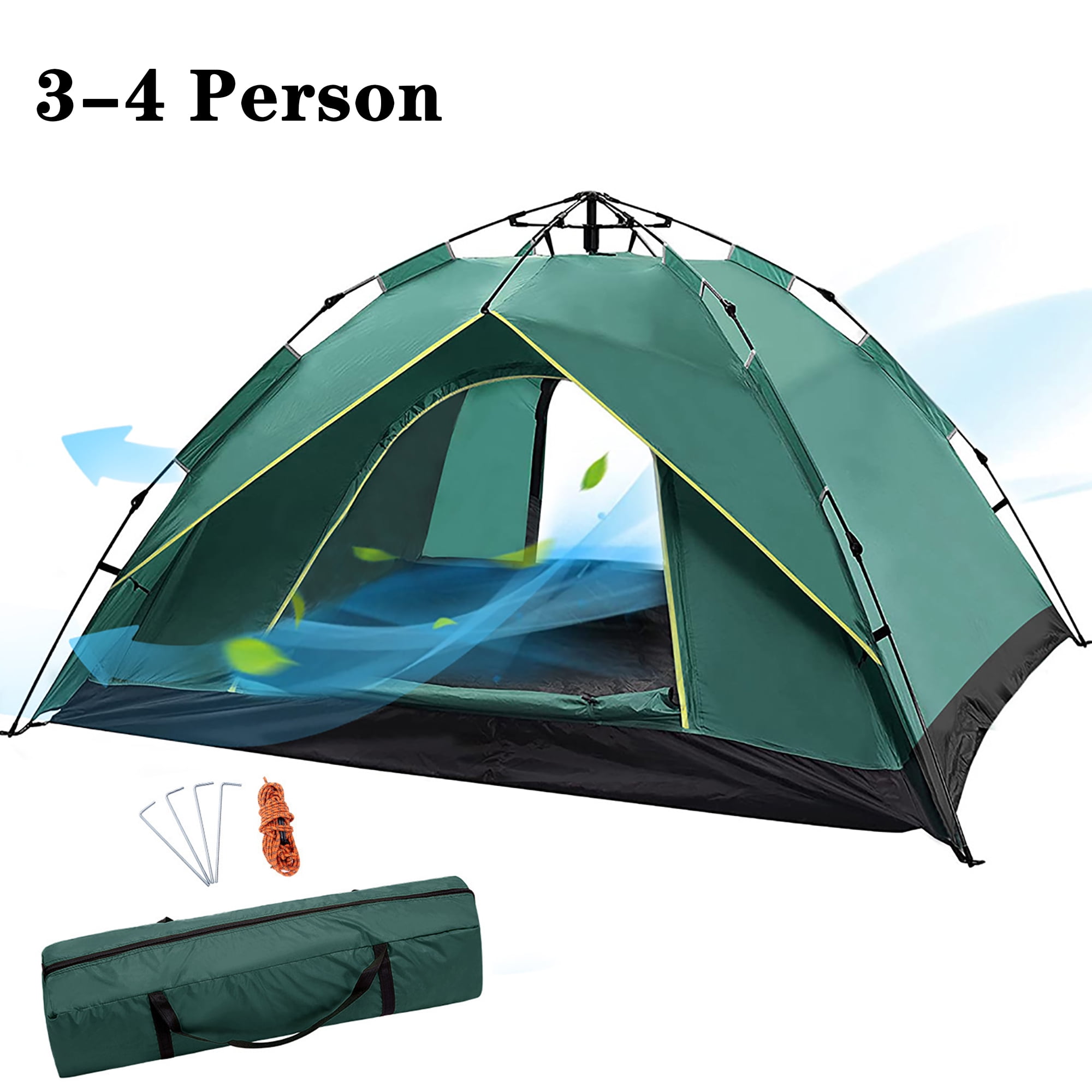 Large 4 Person Family Camping Tent Instant Double Layer PopUp Automatic Festival 