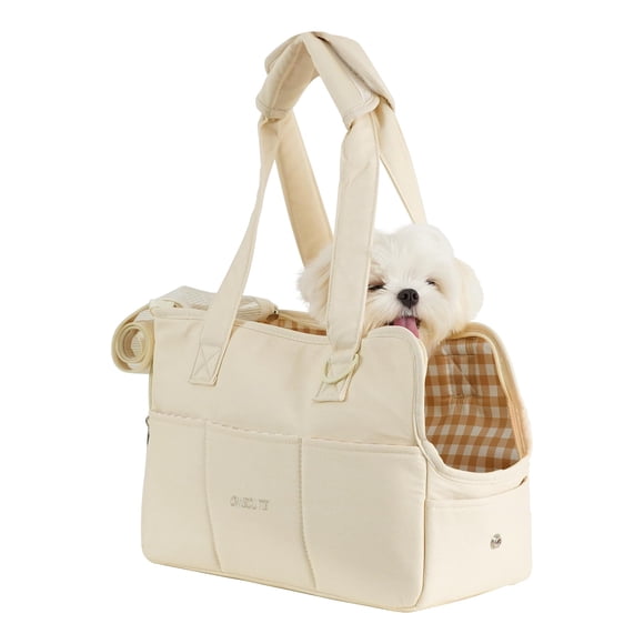 Bolsa de transporte para mascotas ONECUTE para perros pequeños, gatos y conejos, color beige