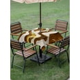 thumbnail image 5 of Square Outdoor Tablecloth with Umbrella Hole Geometric Brown Outside Table Cloth Waterproof Patio Table Cover Gold Vintage White Stripe Coastal Sea Wave Zipper Tablecloths for Picnic 54x54 Inch, 5 of 8