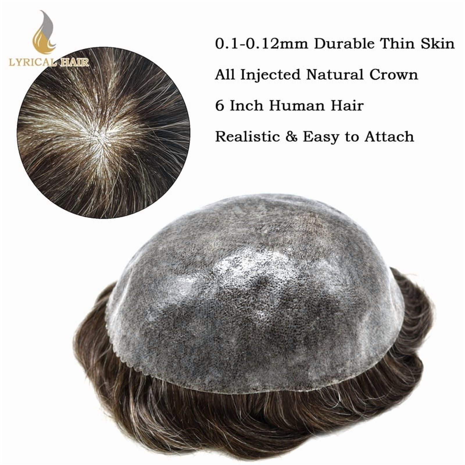 Mens Hairpiece LYRICAL HAIR Human Hair Replacement System Durable Thin Skin PU Injected Toupee Hair Wigs for Men