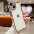 thumbnail image 3 of Clear Glitter for iPhone 15 Plus Case, Luxury Bling Sparkly Diamond Rhinestones Cute Case for Women Girls, Soft Silicone Plating Bumper Transparent Slim Cover for iPhone 15 Plus 6.7" (Pink), 3 of 4