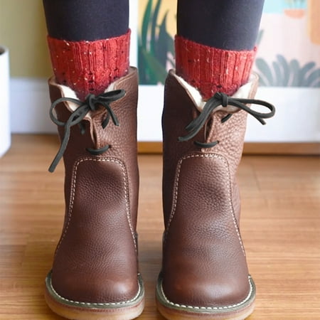 

Fidelma Women s Boots for Womens Shoes Solid Short Western Rodeo Antiskid Snow Boots Coffee 39