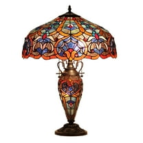Victorian Design Glass Table Lamp with Trophy Style Base, Multicolor
