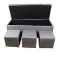 thumbnail image 2 of ORE international, Inc. 18" Tufted Grey Storage Bench+3Pcs Ottoman Seating, 2 of 2