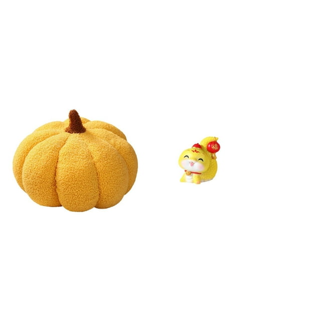 Cojín De Peluche De Calabaza De Halloween Y Figura Decorativa De Serpiente De Resina De Dibujos Animados. Ideal Para Sofá, Cama, Dormitorio, Estante, Mesa, Centro De Mesa O Como Regalo De