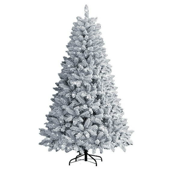 6.89FT Artificial Snow Flocked Christmas Tree without Light, Snowy Hinged Pine Tree, Premium PVC Needles, Xmas Full Tree for Indoor and Outdoor