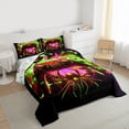 thumbnail image 3 of Gaming Queen Comforter Set - Gamer Comforter Queen Size Bedding Set, Gothic Giant Spider Green Yellow Purple Gamer Room Decor, 3 of 7