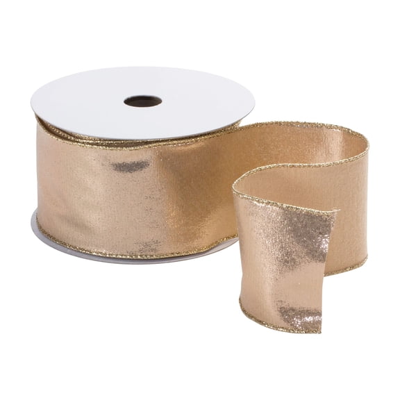 Melrose Metallic Christmas Wired Craft Ribbon - 2.5" x 10 Yards - Gold
