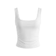 thumbnail image 6 of Huowey Women'S Camisole Tank Top Sleeveless Scoop Neck Solid Color Slim Fit Fashionable Casual Trendy Crop Top Summer Basic Lightweight Breathable Tight Cami Tee Shirts,White,S, 6 of 8