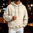 thumbnail image 6 of Men's Fleece Pullover Hoodie Solid Color Drawstring Hood Kangaroo Pocket Loose Oversized Fit Soft Warm Casual Autumn Winter Long Sleeve Sweatshirt For Male, 6 of 8