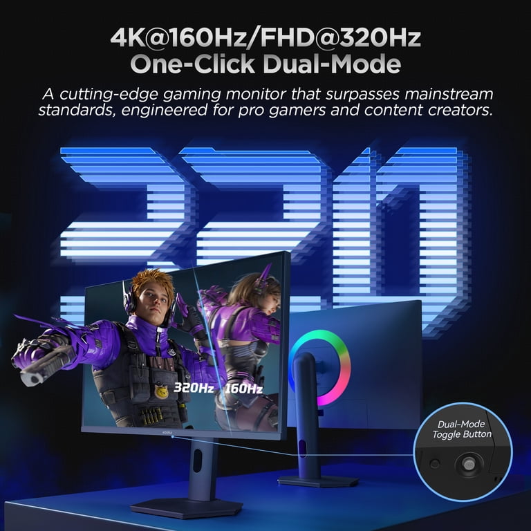 KOORUI, 27‚Äù 4K UHD QD-Mini LED Gaming Monitor, 160Hz/320Hz, HDR