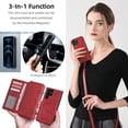 thumbnail image 4 of Samsung Galaxy S22 Ultra Wallet Case with Crossbody Shoulder Strap, 2 in 1 Magnetic Detachable Wallet Purse Durable PU Leather Zipper Handbag Folio Flip Card Slot Protection Back Cover, Red, 4 of 8