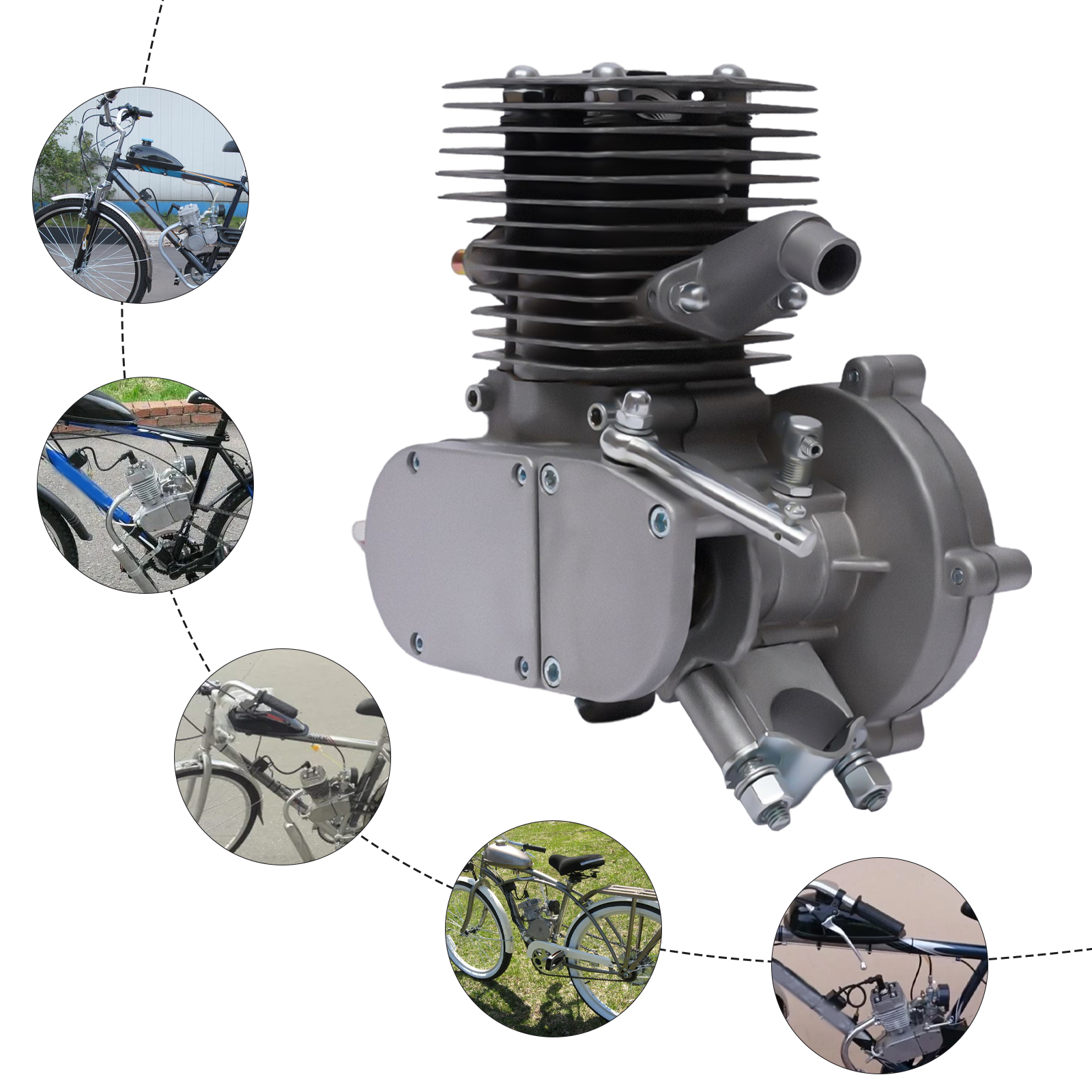 Anqidi Full Set 100CC 2-Stroke Bicycle Gasoline Engine Motor Kit Upgrade Hydraulic Handle DIY Gas Motorized Bike Modified Set