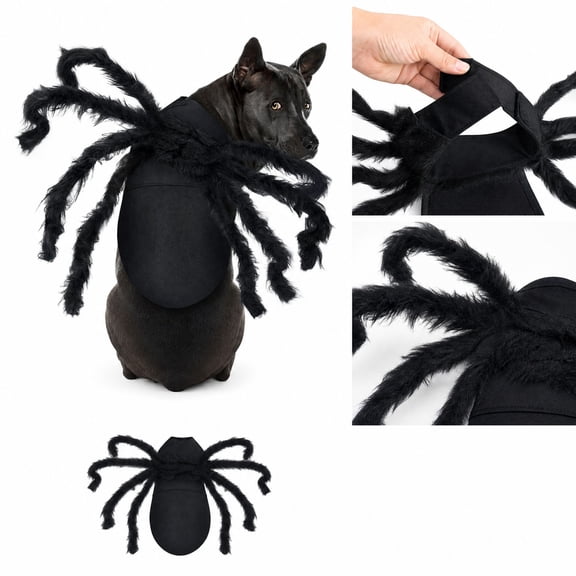 Pet Supplies, for Dogs, Dog Halloween, Black Halloween Decor Black Plush Giant Design Dog Chest Back, Wearable Halloween Dress Up Prop for Pet Cats and Dogs, Works As Playful