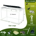 thumbnail image 3 of Gecko Tank & Reptile Terrarium Kit with Heat Lamp, Spray Bottle, Tools & Hideout - Perfect Habitat for Lizards, Snakes, Turtles, Hermit Crabs, Frogs, Jumping Spiders 16x10x8 Inch, 3 of 9