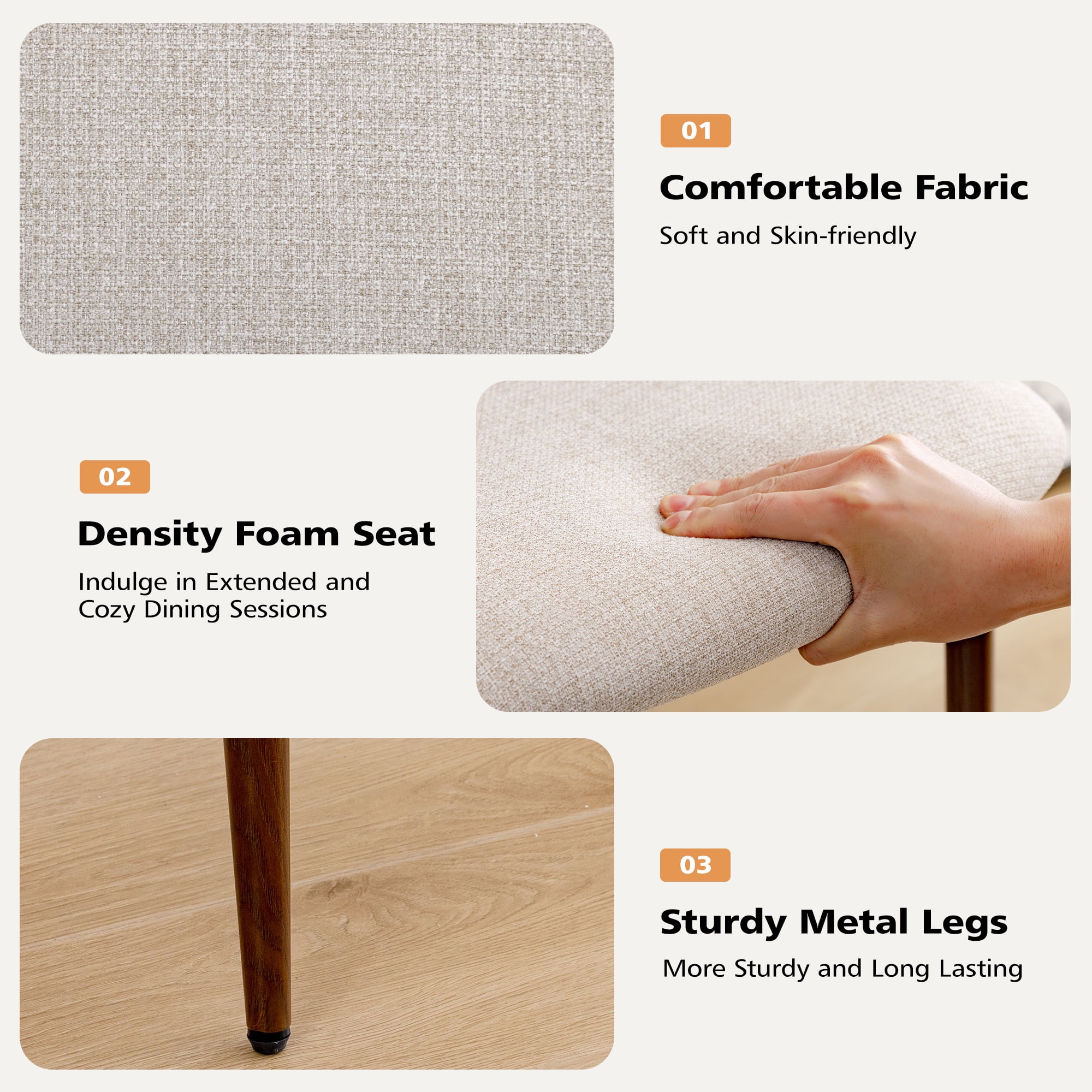 COOLHUT Bar Stool Set of 4, 26" Counter Height Bar Stools with Curved Back, Premium Linen Upholstery Bar Stools with Brass-Toned Metal Footrest for Dining Room, Kitchen Island, Oatmeal