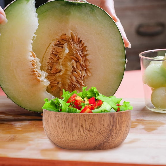 Tineasur 2Pcs Wood Salad Bowl Set with Smooth Polished Finish for Serving and Storage Use