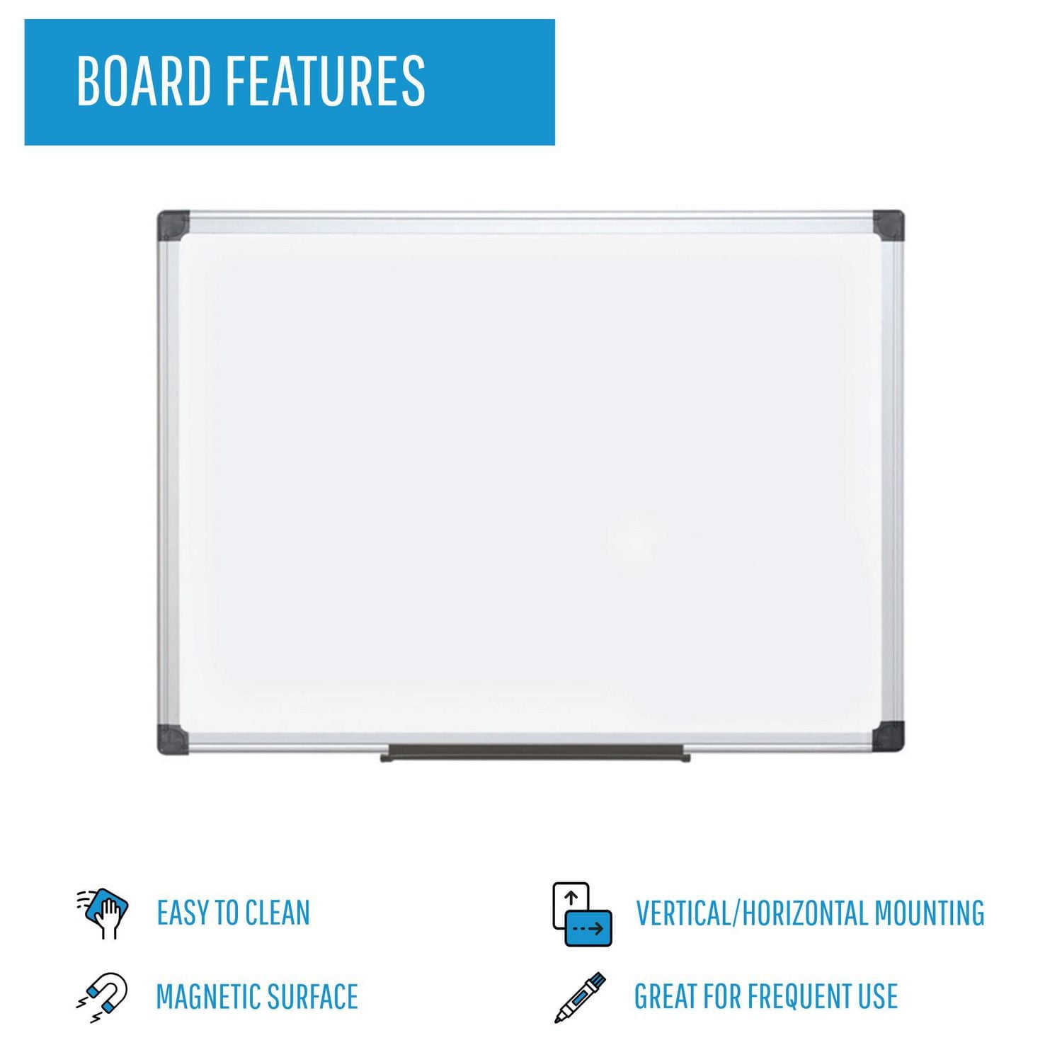 MasterVision Maya Magnetic Steel Dry-Erase Board, 24" x 36", Aluminum Frame